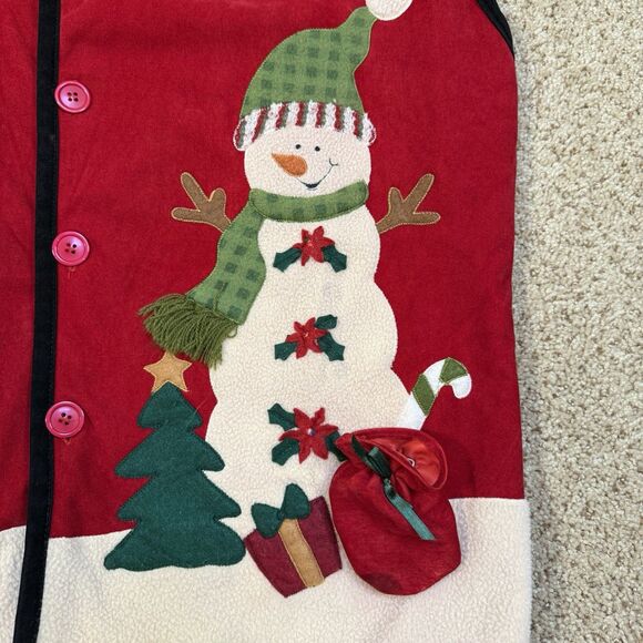 Snowman Holiday Applique Vest Womens XXL Red Festive Ugly Christmas - Picture 3 of 9
